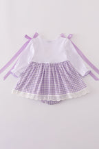 Lavender ribbon lace embroidery gingham bubble