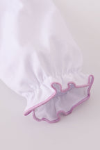 Lavender ribbon lace embroidery gingham dress