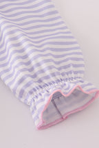 Purple puppy french knot stripe bloomer set