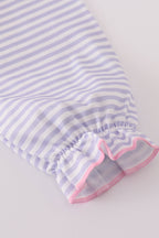 Purple puppy french knot stripe dress