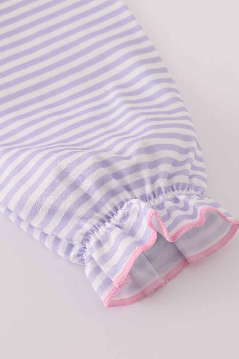 Purple puppy french knot stripe dress