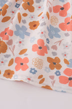 Floral print smocked ruffle pants set