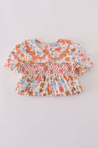 Floral print smocked dress