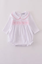 Pink bow smocked bubble
