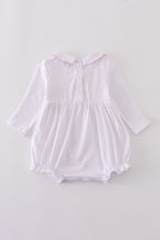 Pink bow smocked bubble