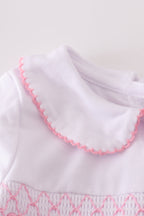 Pink bow smocked bloomer set