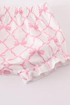Pink bow smocked bloomer set