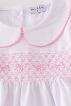 Pink bow smocked pants set