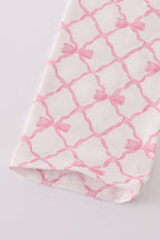 Pink bow smocked pants set