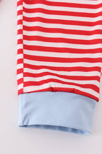 Blue airplane embroidery stripe pants set