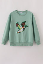 Sage duck sequin mom&me top