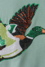 Sage duck sequin mom&me top