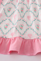 Pink golf print ruffle dress