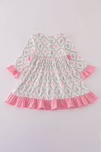 Pink golf print ruffle dress