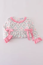 Pink golf print ruffle dress