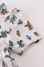 Blue floral print bamboo dress