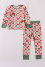 Checkered bamboo 2pc pajamas set