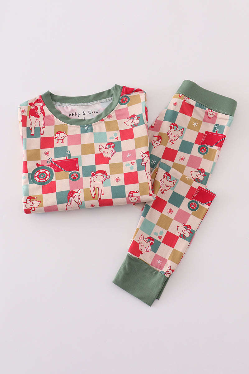 Checkered bamboo 2pc pajamas set