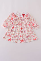 Red bow smocked dress