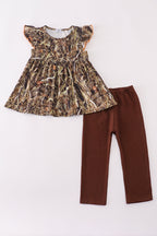 Camouflage ruffle pants set