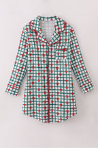 Green bow plaid mom gown