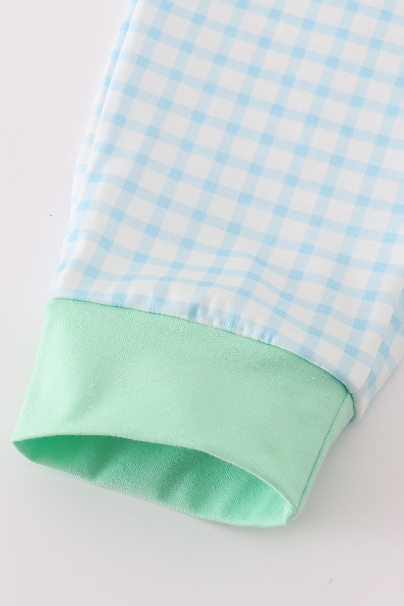 Green Noah's Ark applique ruffle pants set