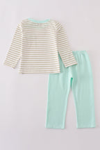 Khaki stripe pants set