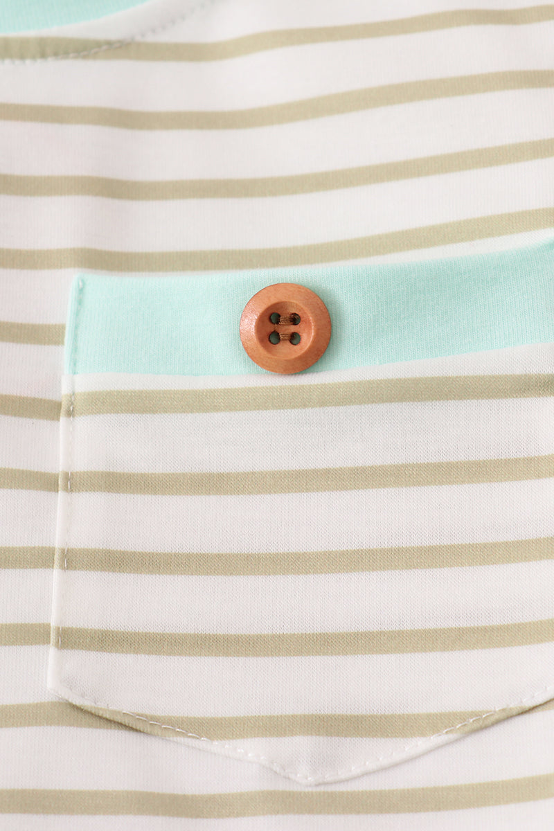 Khaki stripe pants set