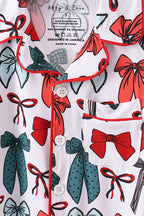 Red bow bamboo girl pajamas pants set