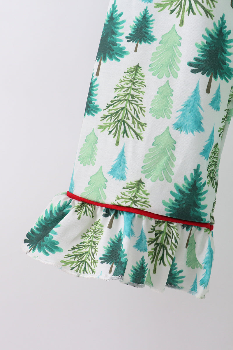 Green christmas tree print mom pajamas pants set