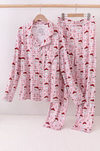 Pink santa claus bamboo mom pajamas set