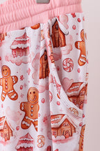 Pink gingerbread house bamboo mom pajmas pants
