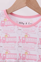 Pink train bamboo pajamas dress