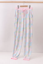 Pink floral checkered bamboo mom pajamas pants