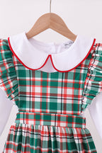 Green plaid ruffle 2pc set