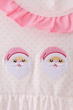 Pink Ruffle Santa Embroidery Dress