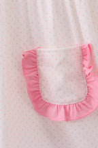 Pink Ruffle Santa Embroidery Dress