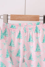 Pink christmas tree ruffle pajama set