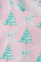 Pink christmas tree ruffle pajama set