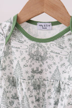 Green christmas tree print gown