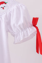 White santa claus smocked bloomer set