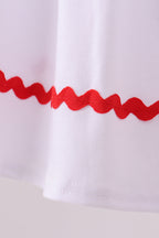 White santa claus smocked ruffle pants set