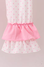 Pink christmas tree smocked ruffle pants set