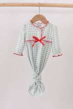 Sage ribbon bow gingham gown