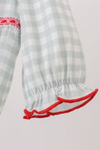 Sage ribbon bow gingham gown