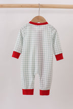 Sage ruffle gingham romper