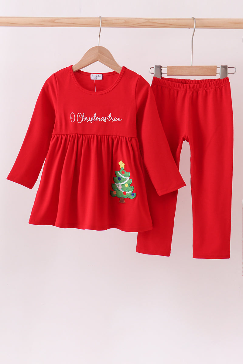Christmas Tree Applique Pants Set