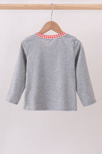 Gray farm applique top