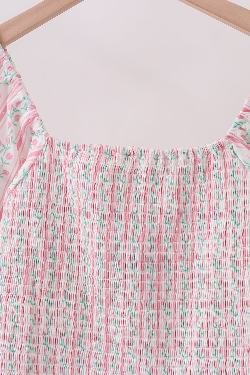 Floral tulip smocked mom dress