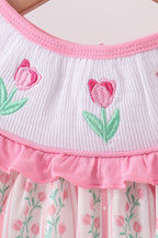 Floral tulip smocked ruffle pants set